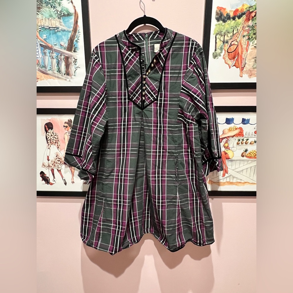 Tuckernuck Plaid Dress with Velvet and Brass